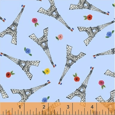 1yd 6&quot; Eiffel Towers on Blue | Windham